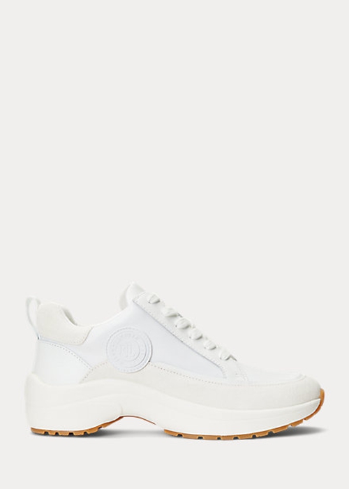 Ralph Lauren Reaghan Läder & Mocka Sneakers Dam Vita | 125630-PEJ