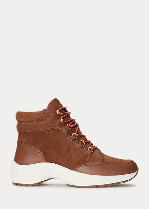 Ralph Lauren Rylee Mocka & Läder High-Top Sneakers Dam Bruna | 752403-QPM