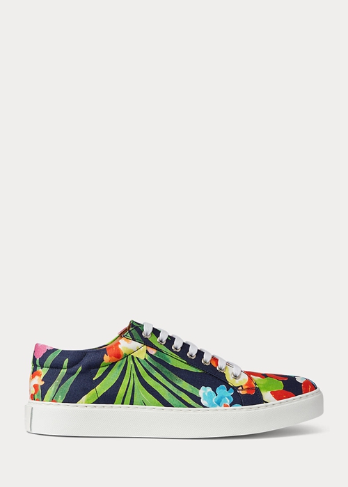 Ralph Lauren Severn Floral Linen Sneakers Herr Marinblå Olika Färger | 601527-FIW