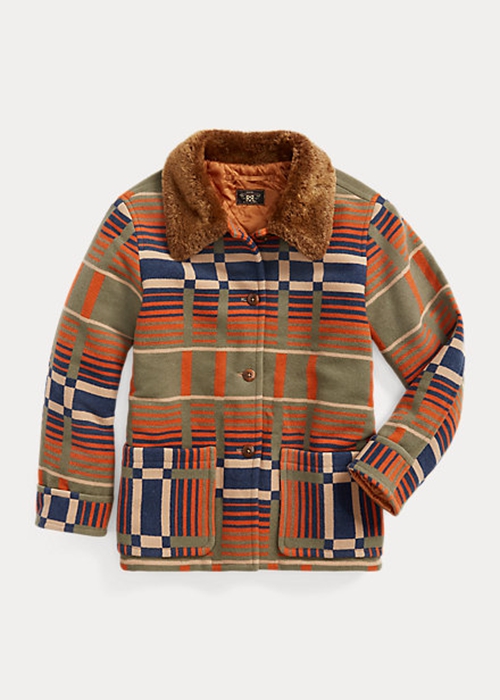 Ralph Lauren Shearling-Collar Jacquard Jacka Dam Orange | 927503-OMH