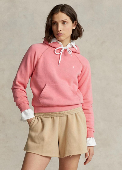 Ralph Lauren Shrunken Fit Fleece Hoodie Dam Rosa | 562934-TNK