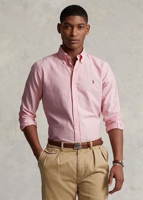 Ralph Lauren Slim Fit Oxford Skjorta Herr Rosa | 204318-FPI