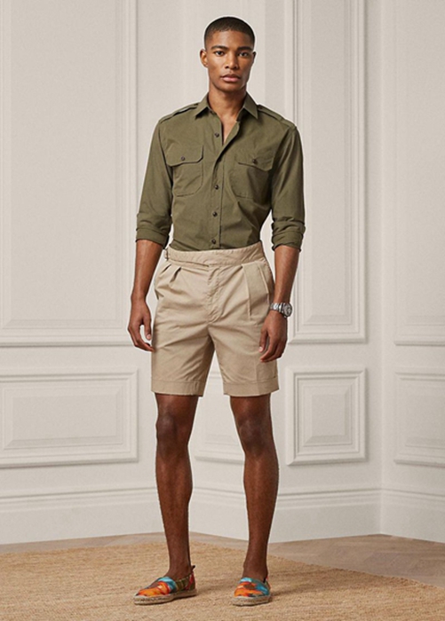 Ralph Lauren Tailored Stretch Chino Shorts Herr Khaki | 596814-OLI