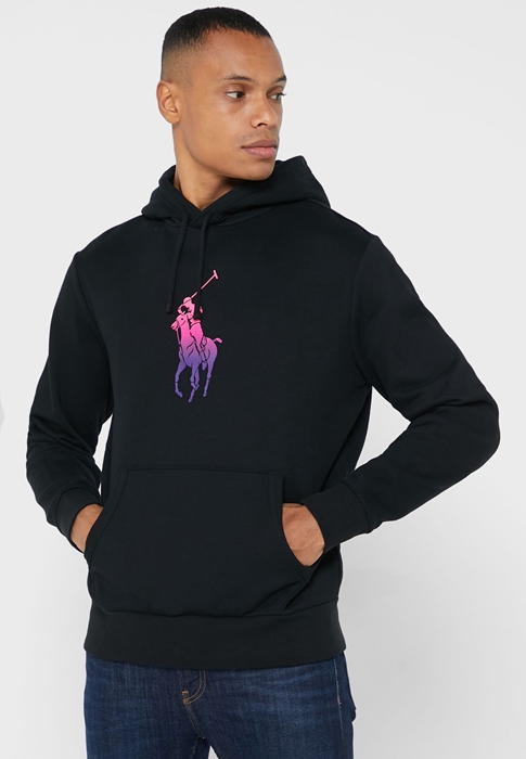 Ralph Lauren Tryck Hoodie Herr Svarta | 954716-WOK